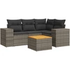 Image de vidaXL Ensemble de salon de jardin 5 pièces avec coussins Gris Poly rotin