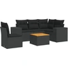 Image de vidaXL Ensemble de salon de jardin 6 pièces avec coussins noir poly rotin