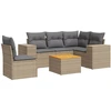 Image de vidaXL Ensemble de salon de jardin 6 pièces avec coussins Beige Poly Rattan