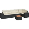 Image de vidaXL Ensemble de salon de jardin 7 pièces avec coussins noir poly rotin