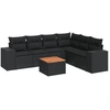Image de vidaXL Ensemble de salon de jardin 7 pièces avec coussins noir poly rotin