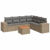 Image de vidaXL Ensemble de salon de jardin 7 pièces avec coussins Beige Poly Rattan