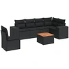 Image de vidaXL Ensemble de salon de jardin 7 pièces avec coussins noir poly rotin