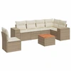 Image de vidaXL Ensemble de salon de jardin 7 pièces avec coussins Beige Poly Rattan