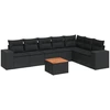 Image de vidaXL Ensemble de jardin canapé 8 pièces avec coussins noir poly rotin