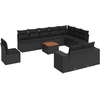 Image de vidaXL Ensemble de salon de jardin 11 pièces avec coussins noir poly rotin