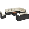 Image de vidaXL Ensemble de salon de jardin 11 pièces avec coussins noir poly rotin