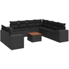 Image de vidaXL Ensemble de 10 canapés de jardin avec coussins noir poly rotin