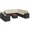 Image de vidaXL Ensemble de 10 canapés de jardin avec coussins noir poly rotin