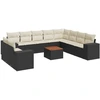 Image de vidaXL Ensemble de salon de jardin 11 pièces avec coussins noir poly rotin