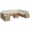 Image de vidaXL Ensemble de salon de jardin 11 pièces avec coussins Beige Poly Rattan
