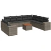Image de vidaXL Ensemble de salon de jardin 11 pièces avec coussins Gris Poly rotin