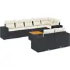 Image de vidaXL Ensemble de salon de jardin 9 pièces avec coussins noir poly rotin