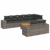Image de vidaXL Ensemble de salon de jardin 9 pièces avec coussins Gris Poly rotin