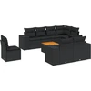 Image de vidaXL Ensemble de salon de jardin 9 pièces avec coussins noir poly rotin