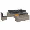 Image de vidaXL Ensemble de salon de jardin 9 pièces avec coussins Gris Poly rotin