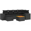 Image de vidaXL Ensemble de salon de jardin 7 pièces avec coussins noir poly rotin
