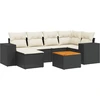 Image de vidaXL Ensemble de salon de jardin 7 pièces avec coussins noir poly rotin