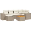 Image de vidaXL Ensemble de salon de jardin 7 pièces avec coussins Beige Poly Rattan