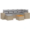 Image de vidaXL Ensemble de salon de jardin 7 pièces avec coussins Beige Poly Rattan