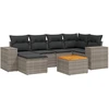 Image de vidaXL Ensemble de salon de jardin 7 pièces avec coussins Gris Poly rotin