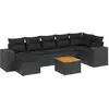 Image de vidaXL Ensemble de jardin canapé 8 pièces avec coussins noir poly rotin
