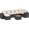 Image de vidaXL Ensemble de jardin canapé 8 pièces avec coussins noir poly rotin