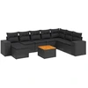 Image de vidaXL Ensemble de salon de jardin 9 pièces avec coussins noir poly rotin