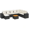 Image de vidaXL Ensemble de salon de jardin 9 pièces avec coussins noir poly rotin
