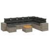 Image de vidaXL Ensemble de salon de jardin 9 pièces avec coussins Gris Poly rotin