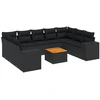 Image de vidaXL Ensemble de 10 canapés de jardin avec coussins noir poly rotin