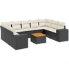 Image de vidaXL Ensemble de 10 canapés de jardin avec coussins noir poly rotin