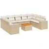 Image de vidaXL Ensemble de salon de jardin 10 pièces avec coussins Beige Poly Rattan