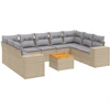 Image de vidaXL Ensemble de salon de jardin 10 pièces avec coussins Beige Poly Rattan