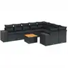 Image de vidaXL Ensemble de 10 canapés de jardin avec coussins noir poly rotin