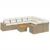 Image de vidaXL Ensemble de salon de jardin 10 pièces avec coussins Beige Poly Rattan