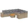 Image de vidaXL Ensemble de salon de jardin 10 pièces avec coussins Beige Poly Rattan