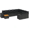 Image de vidaXL Ensemble de 10 canapés de jardin avec coussins noir poly rotin
