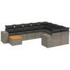 Image de vidaXL Ensemble de salon de jardin 10 pièces avec coussins Gris Poly Rattan