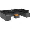 Image de vidaXL Ensemble de salon de jardin 11 pièces avec coussins noir poly rotin