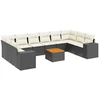 Image de vidaXL Ensemble de salon de jardin 11 pièces avec coussins noir poly rotin