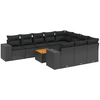 Image de vidaXL Ensemble de salon de jardin 11 pièces avec coussins noir poly rotin