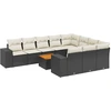 Image de vidaXL Ensemble de salon de jardin 11 pièces avec coussins noir poly rotin