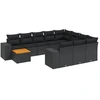 Image de vidaXL Ensemble de salon de jardin 11 pièces avec coussins noir poly rotin