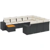 Image de vidaXL Ensemble de salon de jardin 11 pièces avec coussins noir poly rotin