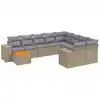 Image de vidaXL Ensemble de salon de jardin 11 pièces avec coussins Beige Poly Rattan