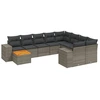 Image de vidaXL Ensemble de salon de jardin 11 pièces avec coussins Gris Poly rotin