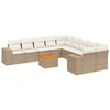 Image de vidaXL Ensemble de salon de jardin 11 pièces avec coussins Beige Poly Rattan