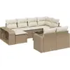 Image de vidaXL Ensemble de salon de jardin 11 pièces avec coussins Beige Poly Rattan
