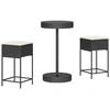 Image de vidaXL Ensemble bar de jardin 3 pièces avec coussins noir Poly rotin